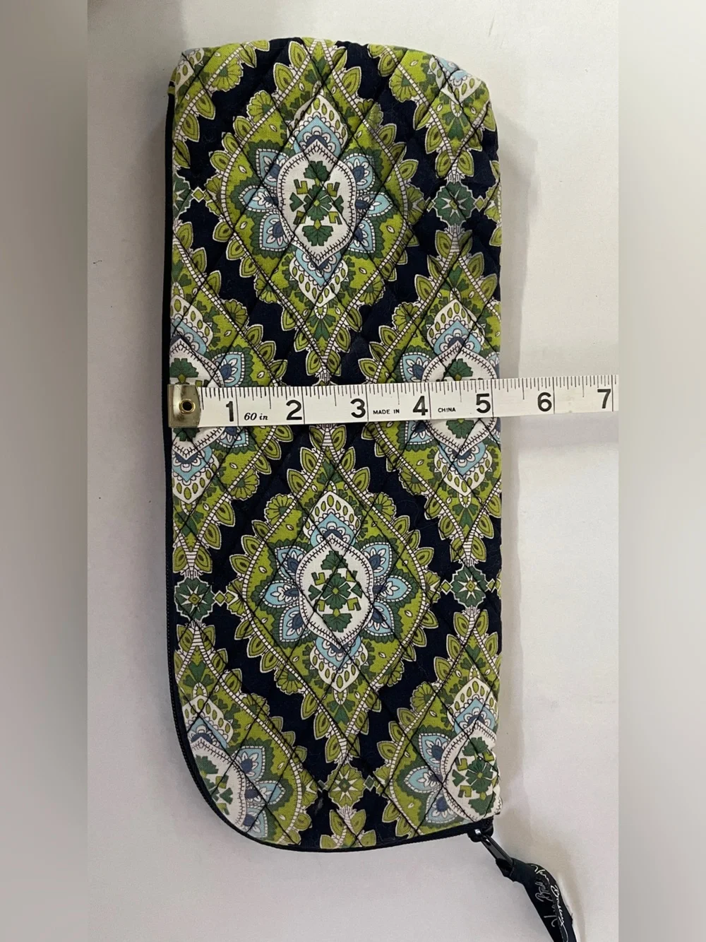 Vera Bradley //Sherry “Cambridge” Lime Green and Navy Quilted Hot tool Zip Case